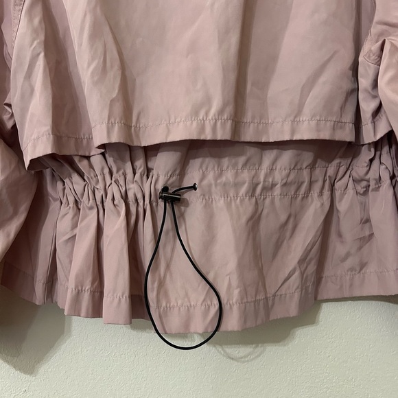 Zara Women's Dusty Pink Size Medium Hooded Zip Up Jacket Outdoor Adjustable Tie - Picture 7 of 12